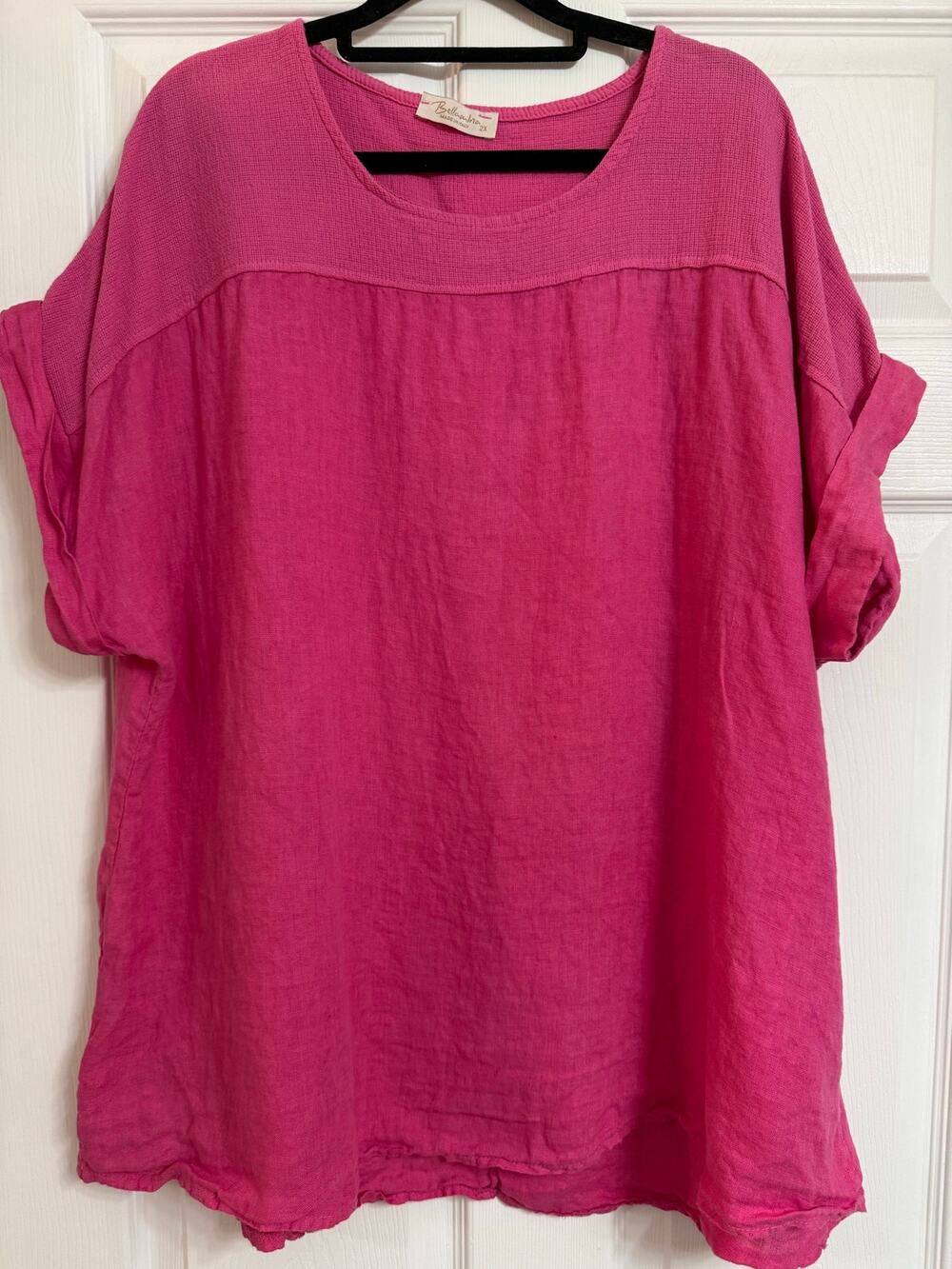 Women’s Bellambra Made in Italy Pink 2X 100% Linen Shirt